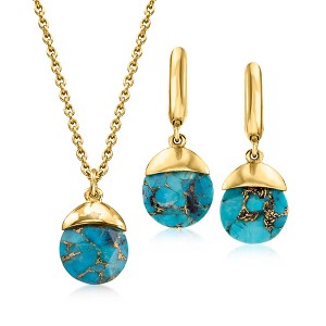 Ross-Simons Turquoise Jewelry Set: Pendant Necklace and Drop Earrings in 18kt Gold Over Sterling Size 18 - 1 of 4