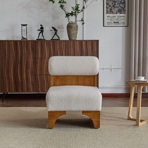 Tinyhomie Set of 2 29 Inch Mid-Century Faux Leather Accent Chairs Brass Tipped Legs - 1 of 4