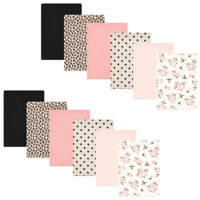 Paños De Eructar Hudson Baby Para Niña - Pack De 4, Franela De Algodón, Diseño Nubes Grises