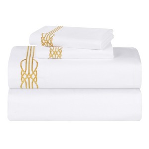 Cotton Gold Embroidered Sheet Set by Blue Nile Mills - 1 of 4