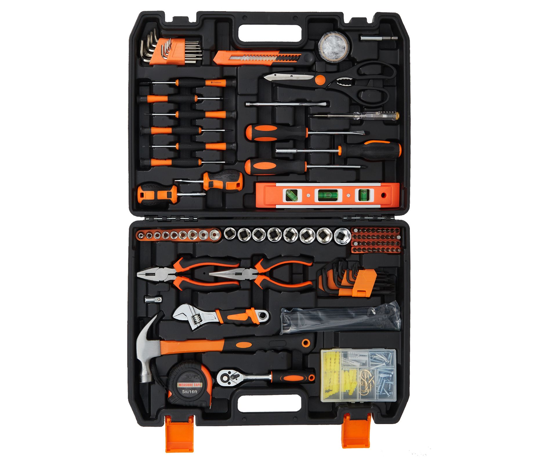 Coucheta 242 Piece Tool Kit, Home Tool Set Kit, General Household Hand Kit with Plastic Toolbox, Home Repair Set with Screwdrivers, Hammer, Wrenches