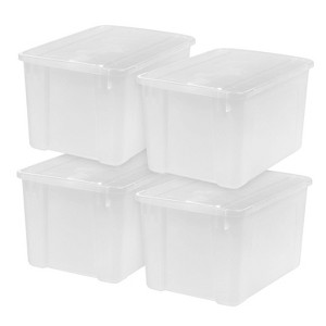 IRIS 4pk 50qt Plastic Storage Totes with Wing Lid: Clear, Stackable, Under Bed Storage, Lidded, BPA-Free - 1 of 4
