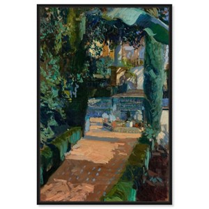 Art Remedy Entrance with Fountain Impresionism Landscape Wall Art Framed - 1 of 4