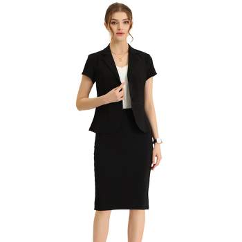 Business Formal Womens Skirt Suit Set With Long Sleeves, Patchwork Blazer,  And Red Pencil Skirt Plus Size Office Work Uniforms From Bevarly, $53.28