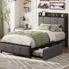 Modern Bed Frame with Storage Headboard, Metal Platform Bed with USB Charging Station and Under Bed Drawers - Steel Slats Support - 2 of 4