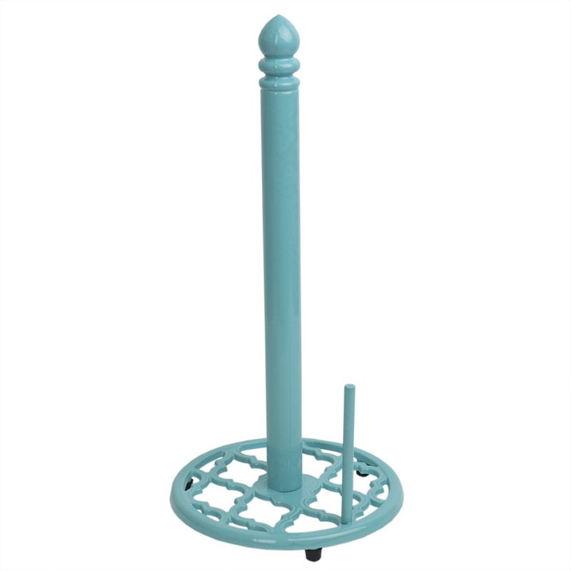 Home Basics Lattice Collection Cast Iron Paper Towel Holder, Turquoise, 1 of 5