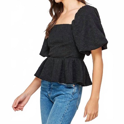 Women's Balloon Sleeve Jacquard Top - Strut & Bolt