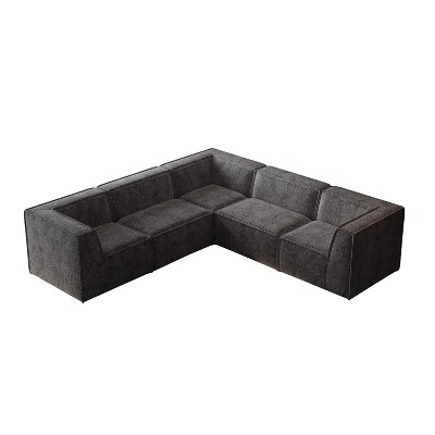 NicBex 106 Inch Chenille Modular L Shaped Sectional Sofa Foam-Filled Compressed Sofa for Living Room,Bedroom,Black