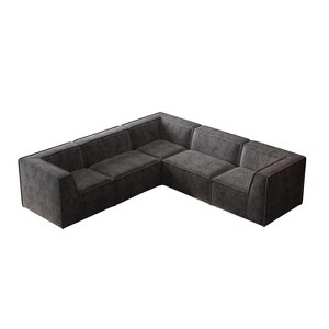NicBex 106 Inch Chenille Modular L Shaped Sectional Sofa Foam-Filled Compressed Sofa for Living Room,Bedroom,Black - 1 of 4