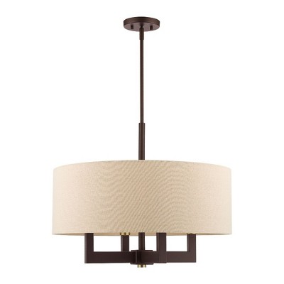 Bronze and Antique Brass 4-Light Drum Chandelier