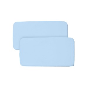 BreathableBaby All-in-One Fitted Sheet & Waterproof Cover, For 33" x 15" Bassinet Mattress (2-Pack), Light Blue - 1 of 4