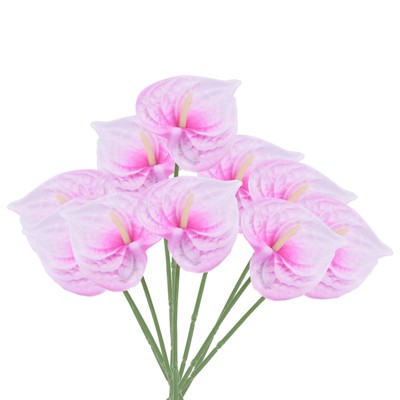 Unique Bargains Artificial Anthurium Lily Flowers for Home Decor 10 Pcs