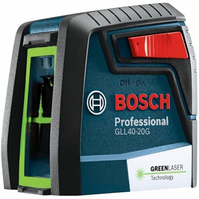 Bosch GLL40-20G Battery Powered Green Beam Self Leveling Cross Line Laser Level with Smart Pendulum, MM2 Mounting Platform, and Carrying Pouch, Blue
