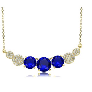 Guili Sterling Silver Necklace with Gold-Plated CZ Bar in Red, Blue, or Green—A Rich, Colorful Statement for Any Outfit. - 1 of 2