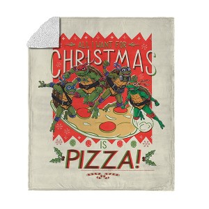 Nickelodeon Teenage Mutant Ninja Turtles Silk Touch Faux Shearling Throw Blanket - 1 of 4