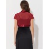 INSPIRE CHIC Women's Cap Sleeve Business Open Front Sheer Mesh Crop Bolero Shrug - 4 of 4