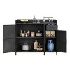 YOOCOZZ Wicker Weatherproof Outdoor Storage Cabinet with Tempered Glass Top, 47.5"L - 2 of 4