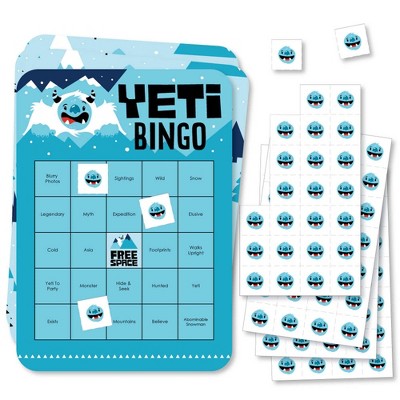 Big Dot of Happiness Yeti to Party - Bingo Cards and Markers - Abominable Snowman Party or Birthday Party Bingo Game - Set of 18