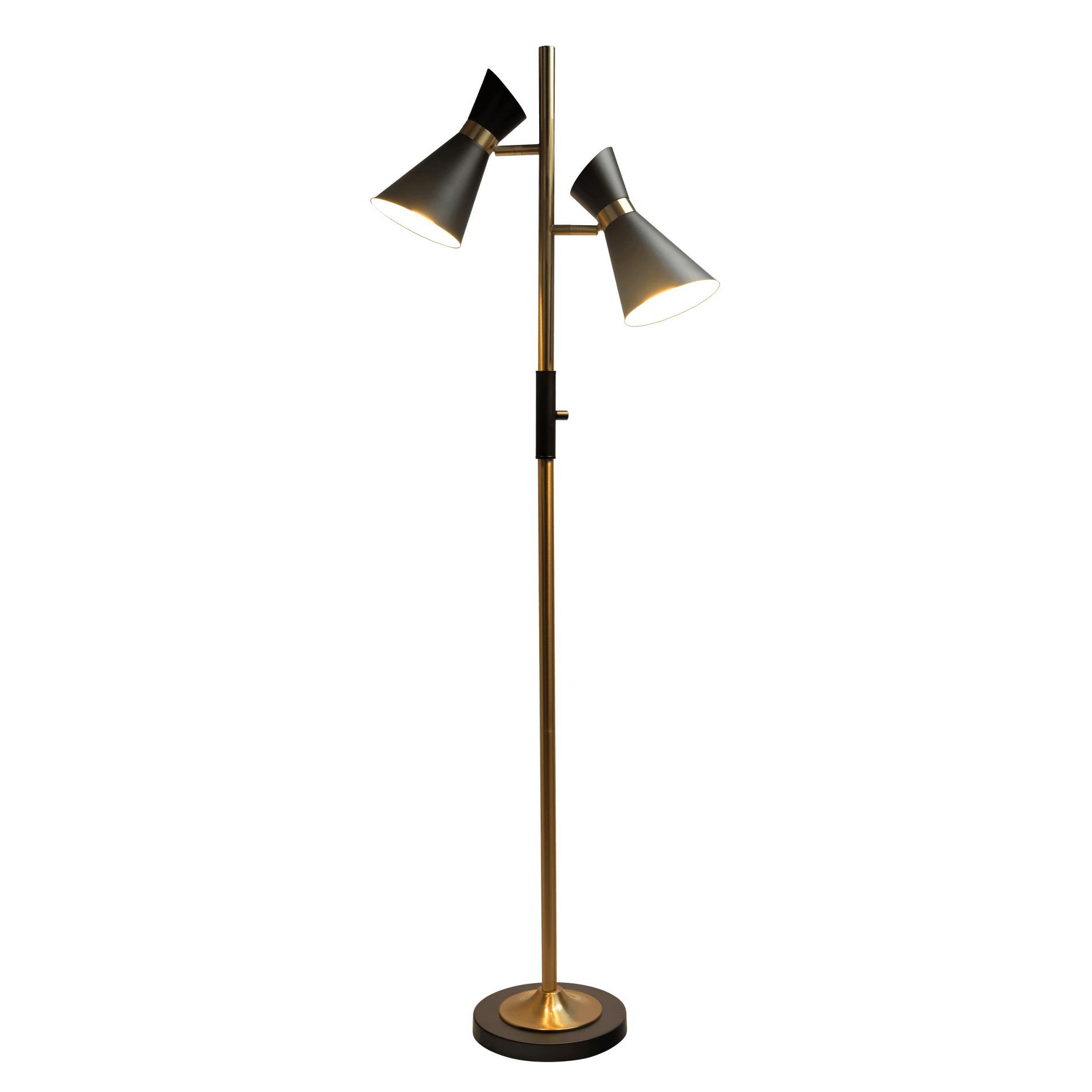 GDFStudio Salta Modern Floor Lamp with Slim Tall Design, Black/Gold