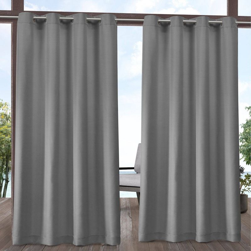 Set of 2 Indoor/Outdoor Solid Cabana Grommet Top Curtain Panels - Exclusive Home, 1 of 7