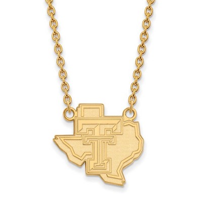 Black Bow Jewelry 10k Yellow Gold Texas Tech Red Raiders NCAA Necklace 18 Inch
