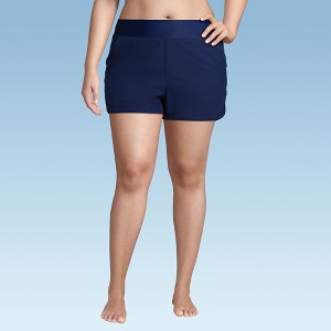 Lands' End Women's 3" Quick Dry Elastic Waist Board Shorts Swim Cover-up Shorts with Panty - 1 of 4