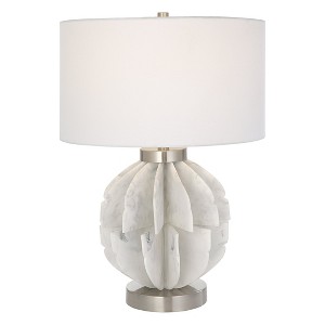 Uttermost Repetition White Marble Table Lamp – Sculptural Resin Sphere with Brushed Nickel Accents, 17"x17"x24.5" - 1 of 4