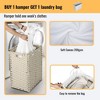 Hrinhom 18"W Flip-Top Rattan Laundry Hamper with Removable Bag and Wheels - 2 of 4