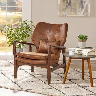 Haddie Mid Century Modern Microfiber Club Chair Brown - Christopher Knight Home: Upholstered, Comfortable Seat, Includes Pillow