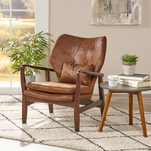 Haddie Mid Century Modern Microfiber Club Chair Brown - Christopher Knight Home: Upholstered, Comfortable Seat, Includes Pillow - 1 of 4