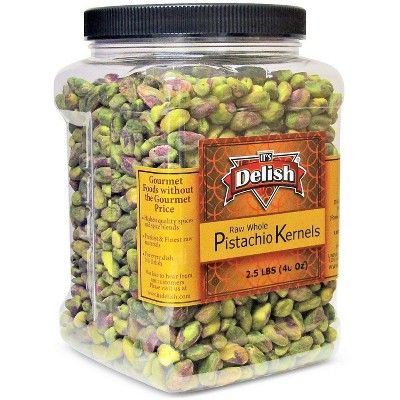California Raw Shelled Pistachios Kernels by It's Delish,, 2.5 LBS | JUMBO Jar
