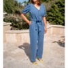 Women's Short Sleeve Denim Jumpsuit - SKIES ARE BLUE - 2 of 4