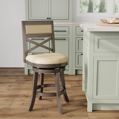NicBex Accent Chair Swivel Chair Upholstered Bar Stools with Wood Legs for Kitchen Island, Living Room and Pub