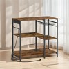 Bakers Rack, Coffee Bar Stand with Charging Station, Storage Shelves, Pull-Out Wire Basket, Table for Microwave, Kitchen - 2 of 3