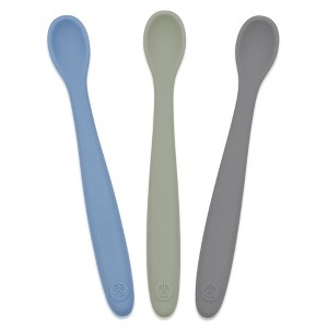 WeeSprout Silicone Baby Spoons, First Stage Infant Feeding Utensils With Soft-Tip, Set of 3 - 1 of 4