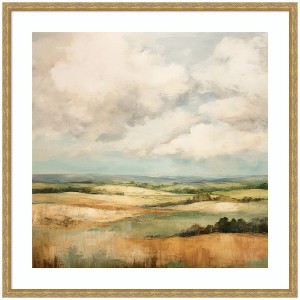 Kate and Laurel Framed Art Rolling Hills Abstract Landscape by The Creative Bunch Studio, 34x34, Mila Dark Gold - 1 of 4