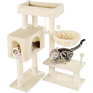 rabbitgoo Cat Tree Cat Tower with Adjustable  Scratching Posts & Large Perch, Cat Climber Stand for Small Kittens, 38" Tall (Beige) - 1 of 1