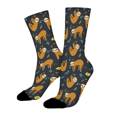 Cute Sloth Women Printed Crew Socks Funny Funky Socks Soft Polyester Novelty Gifts for Artists Men