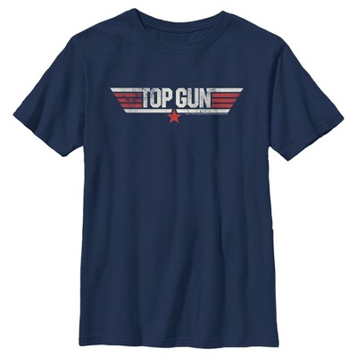 Boy's Top Gun Logo Distressed T-shirt - Navy Blue - Small : Target