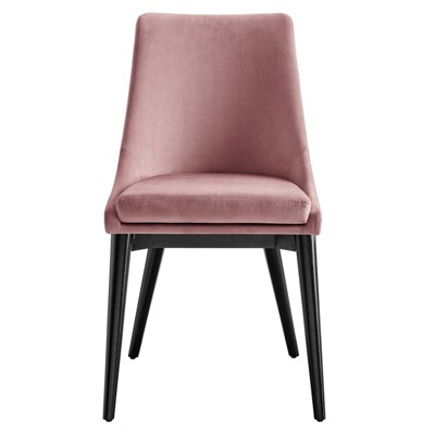 Dusty Rose Velvet & Wood Vintage Modern Dining Chair