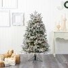 Nearly Natural 5-ft Flocked Colorado Mountain Fir Artificial Christmas Tree with 300 Warm White Microdot (Multifunction) - 4 of 4