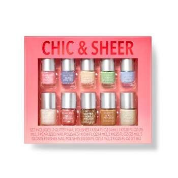 Mini Nail Polish Gift Set - Chic & Sheer - 10ct
