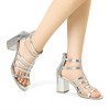 Allegra K Women's Cage Strappy Back Zipper Gladiators Chunky Heels Sandals - 2 of 4