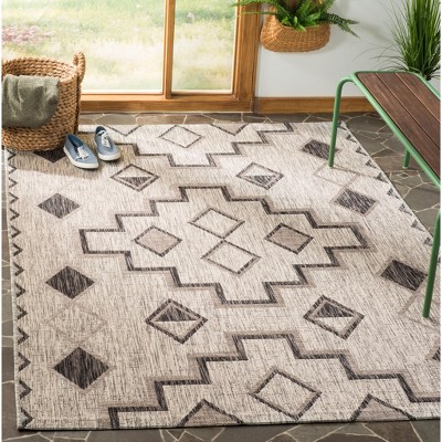 Easy-Care 59" Round Gray Synthetic Indoor/Outdoor Rug
