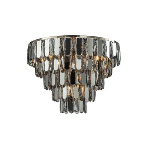 ALOADECOR Dimmable Smoked Crystal Flush Mount Ceiling Light  with Polished Nickel Finish and Stainless Steel Accents for Bedroom - 1 of 4