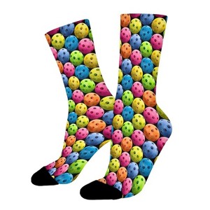 Colorful Pickleball Women Printed Crew Socks Funny Funky Socks Soft Polyester Novelty Gifts for Artists Men - 1 of 1