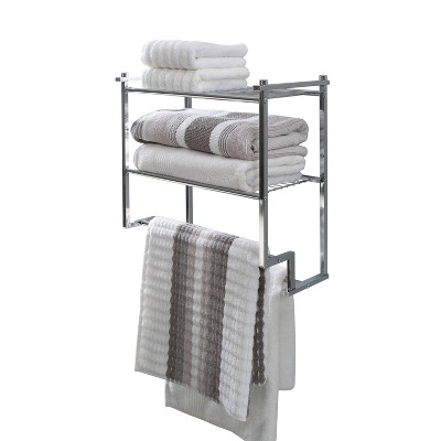 2-Tier Wall Mount Shower Organizer Towel Storage Rack