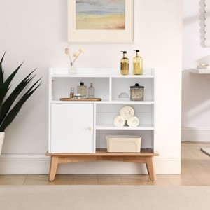 Bookshelf Accent Cabinet Mid-Century with Door Storage and Cable Access for Living Room or Office 31.5in Wide - 3irtyhousy - 1 of 4
