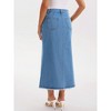 INSPIRE CHIC Women's Denim A Line High Waisted Raw Hem Casual Maxi Skirt - 4 of 4