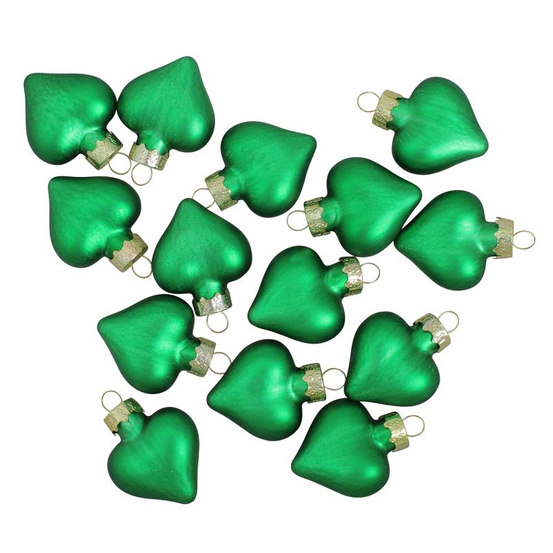 Northlight Matte Finish Glass Heart Christmas Ornaments - 1.75" (45mm) - Green - 56ct, 2 of 3